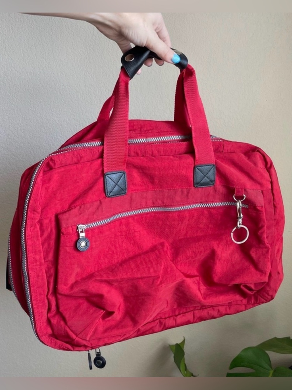 Sydney Love Bright Red Nylon Duffle Mini Suitcase Bag